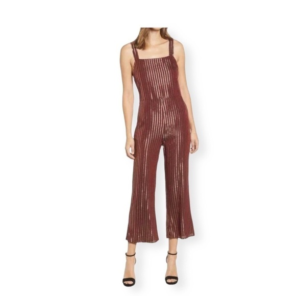 Show Me Your Mumu Yvonne Jumpsuit Maroon and Gold Stripe Size Large. - Picture 3 of 14